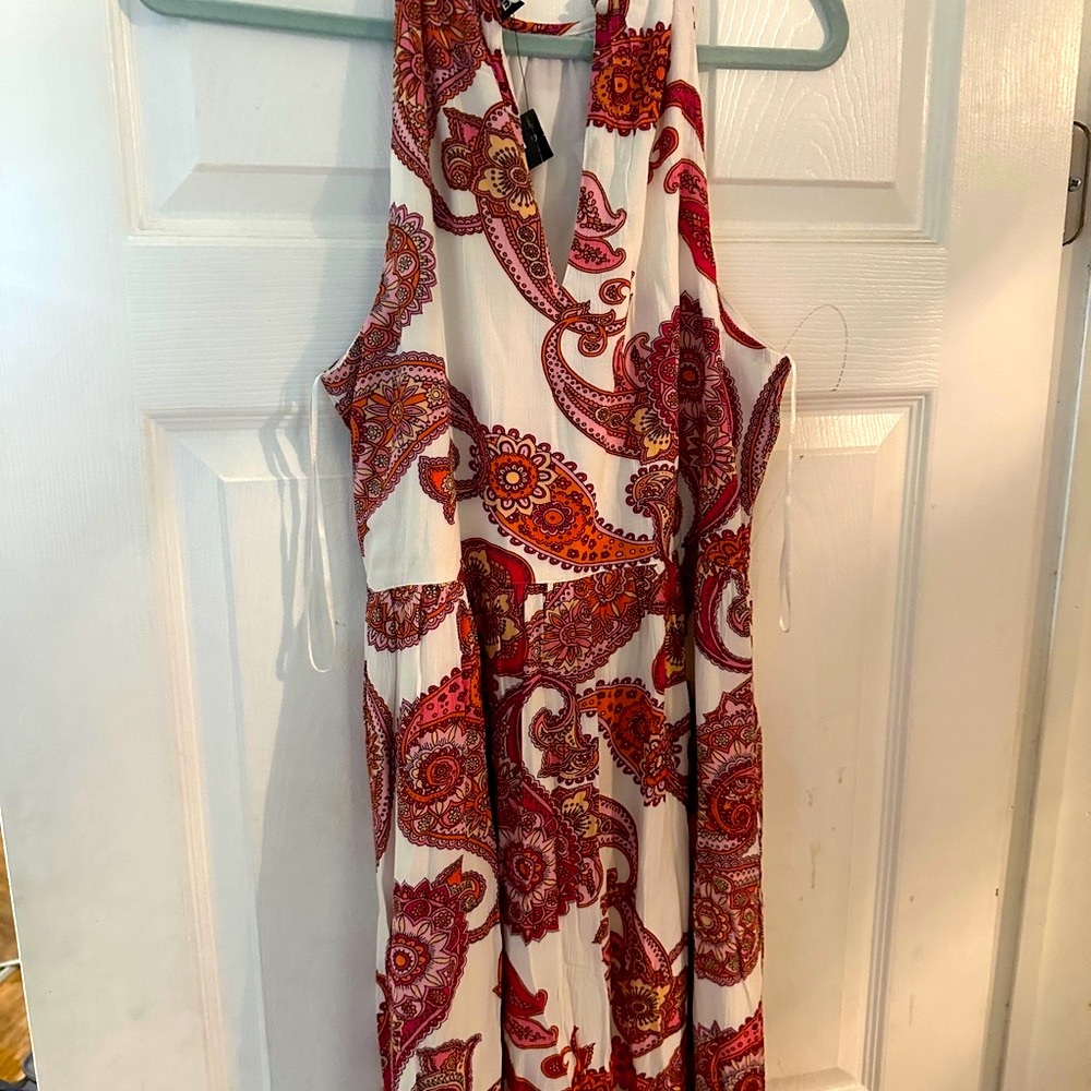 Express Red and Orange Paisley Maxi Dress